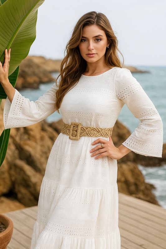 Embroidered Tiered Maxi Dress