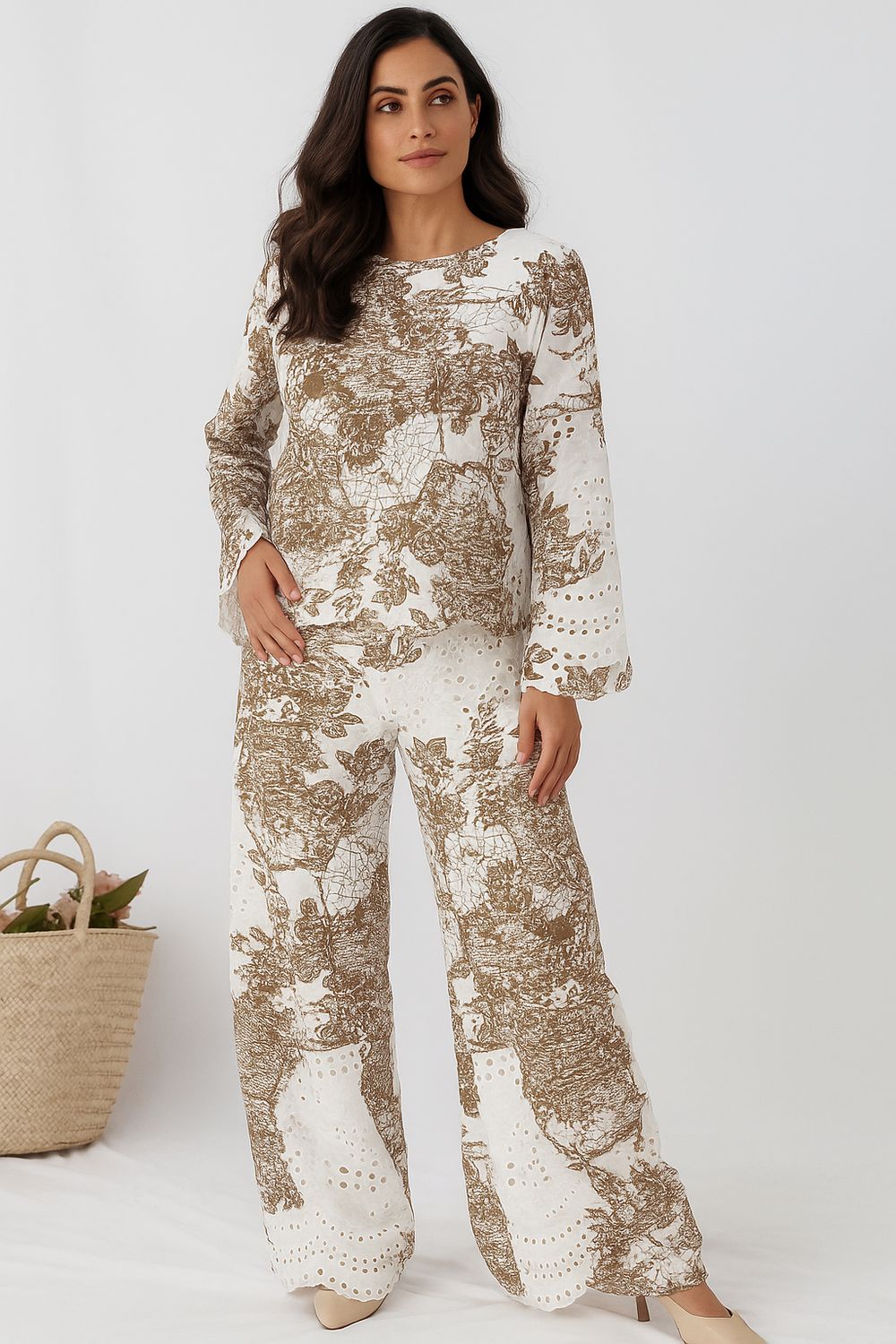 Zahra Embroidered Eyelet Co-Ord Set