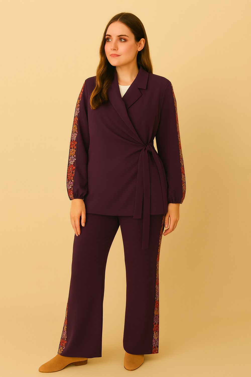 ​Elegant Embroidered Side-Panel Co-Ord Set