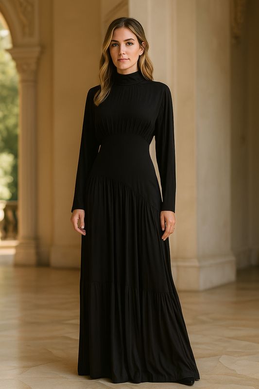 Flowing Modest Pleated Maxi Dress