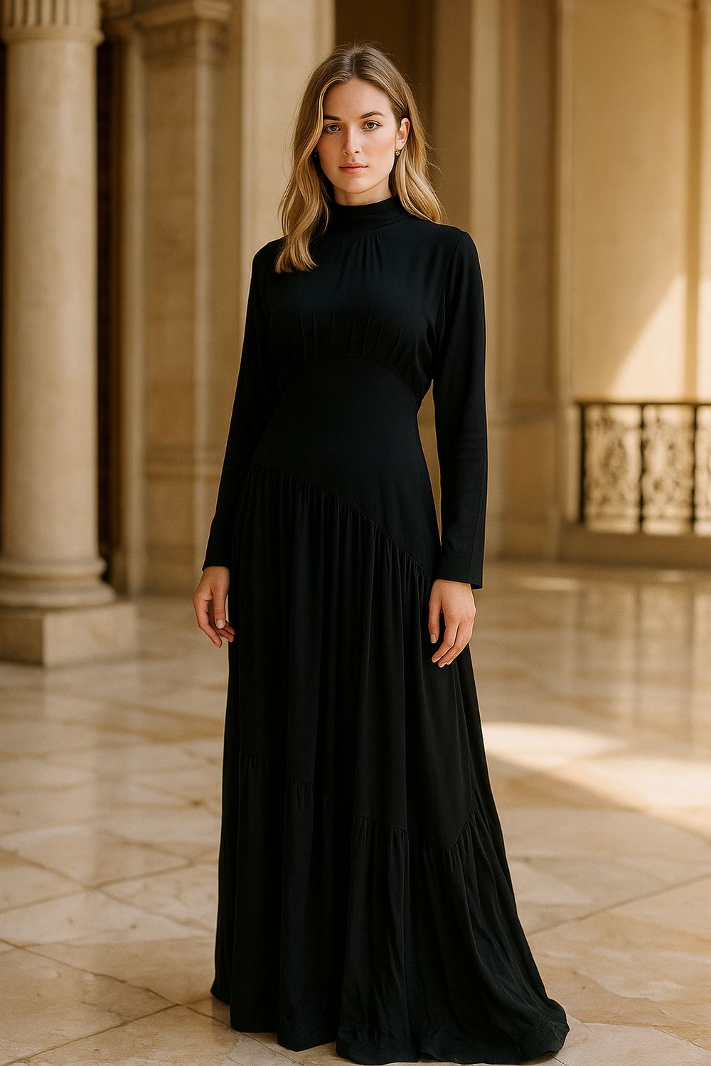 ​Flowing Modest Pleated Maxi Dress