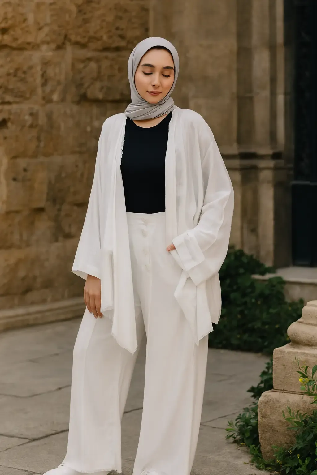 Raw-Edge Layered Pure Linen Co-Ord Set