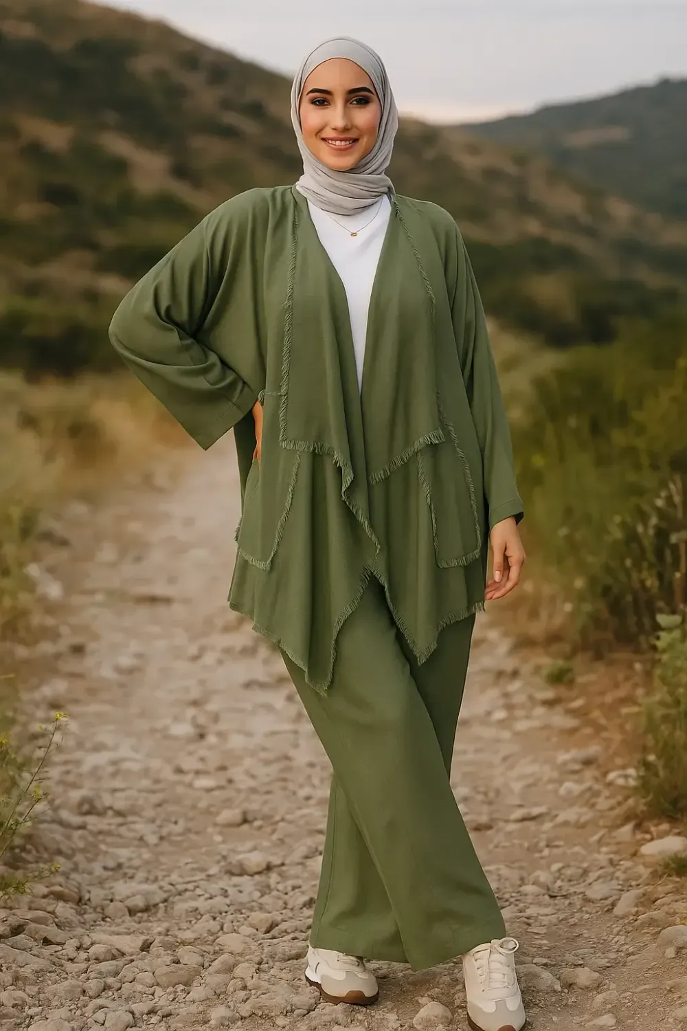 Raw-Edge Layered Pure Linen Co-Ord Set