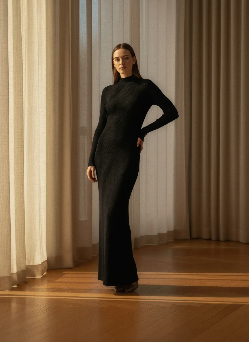 Ripped Basic Black Dress