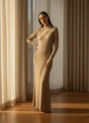 Ripped Basic Beige Dress