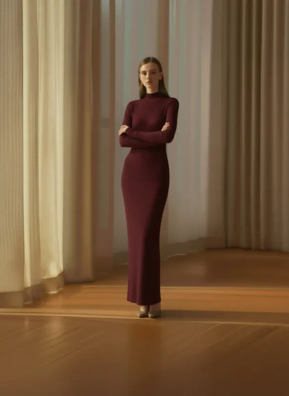 Ripped Basic Burgundy Dress