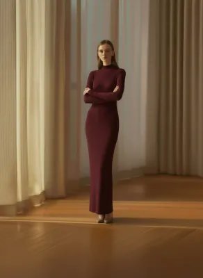 Ripped Basic Burgundy Dress