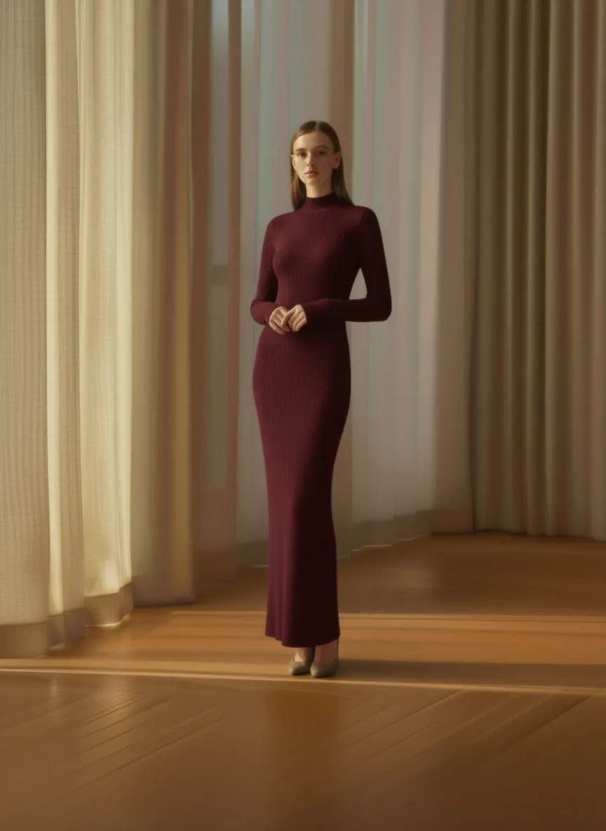 Ripped Basic Burgundy Dress