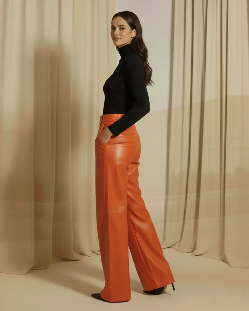 Luxe Sculpt Leather Trouser