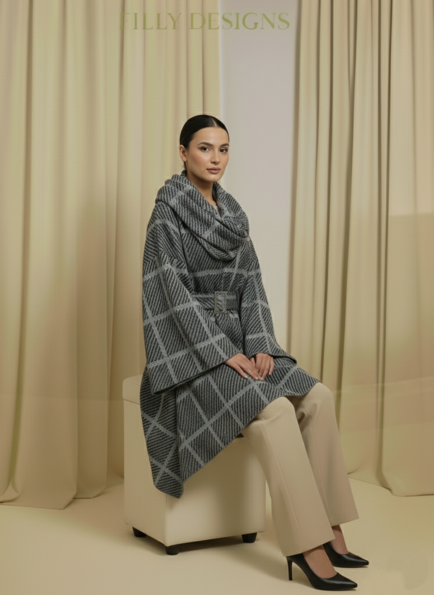 Cowl Belted Cardigan