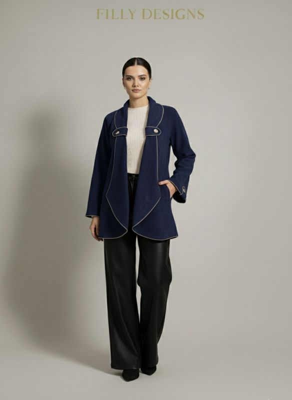 Navy Blue Suede Jacket