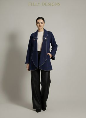 Navy Blue Suede Jacket