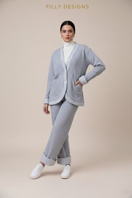 Fin Ribbed wool Heather Grey 2P-Set Fin Ribbed wool Heather Grey 2P-Set