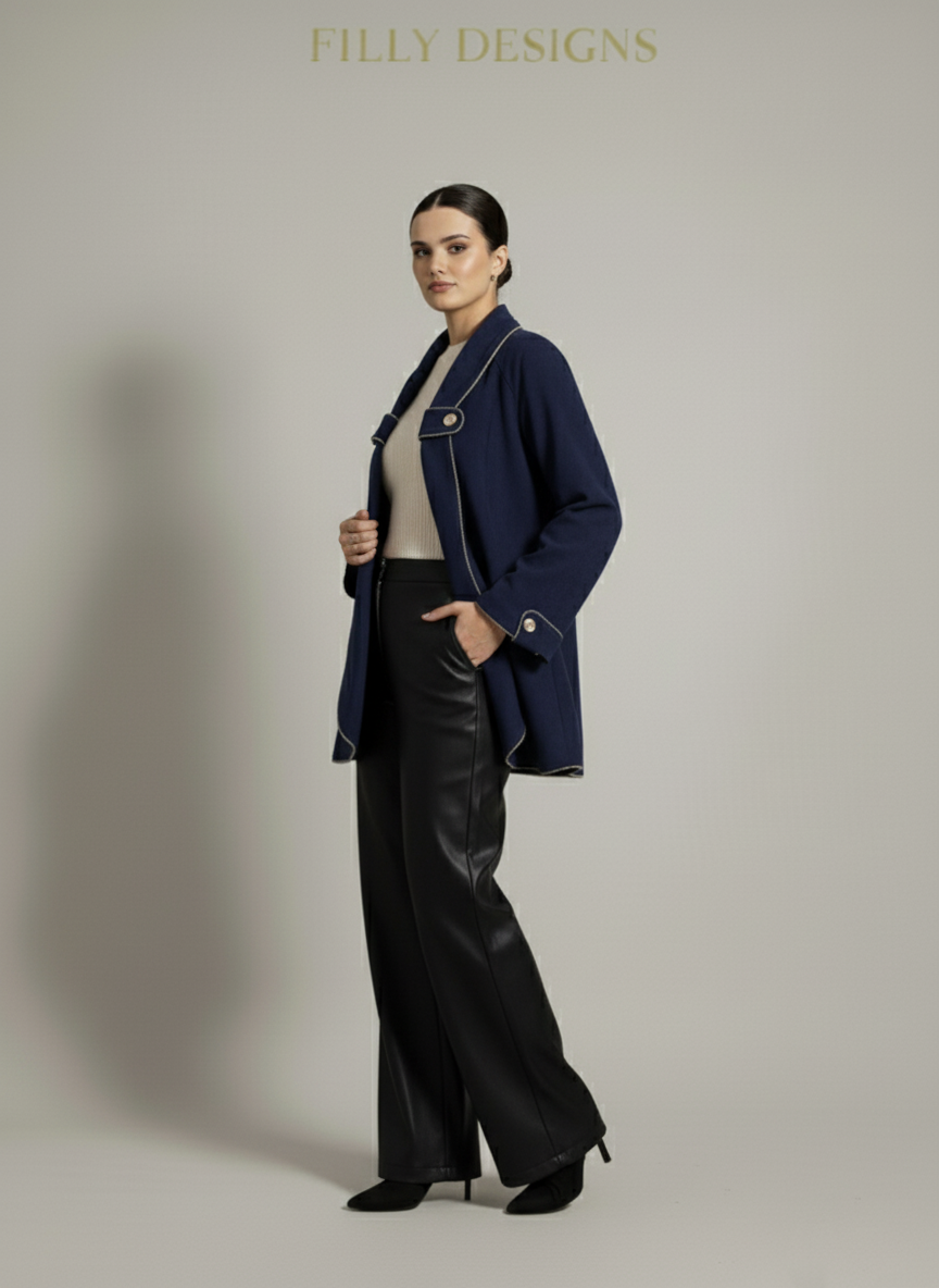 Navy Blue Suede Jacket