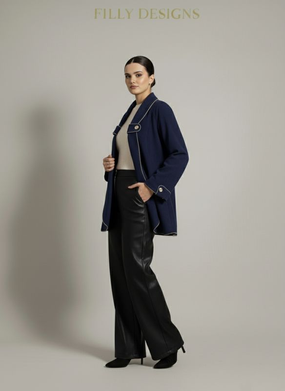 Navy Blue Suede Jacket