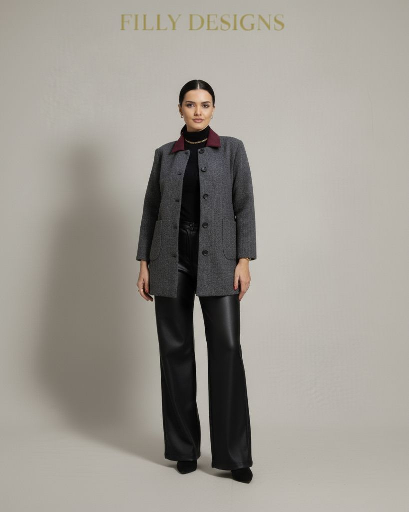 Ribbed Heather Grey Wool Jacket