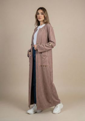 Beige Embellished Long Flowing Cardigan
