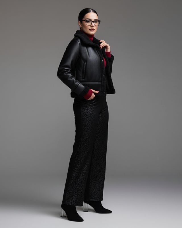Sherpa-Lined Luxe Faux Leather Jacket