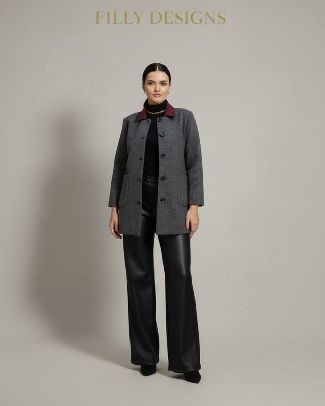 Ribbed Heather Grey Wool Jacket Ribbed Heather Grey Wool Jacket