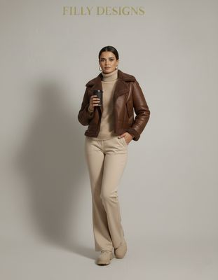 Sherpa-Lined Luxe Faux Leather Jacket Sherpa-Lined Luxe Faux Leather Jacket