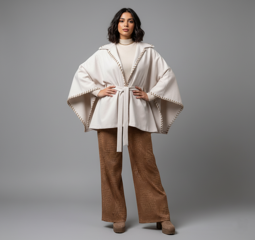 Soft Mohair Wool Belted Cape