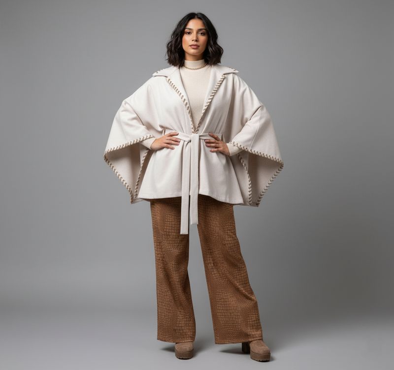 Soft Mohair Wool Belted Cape