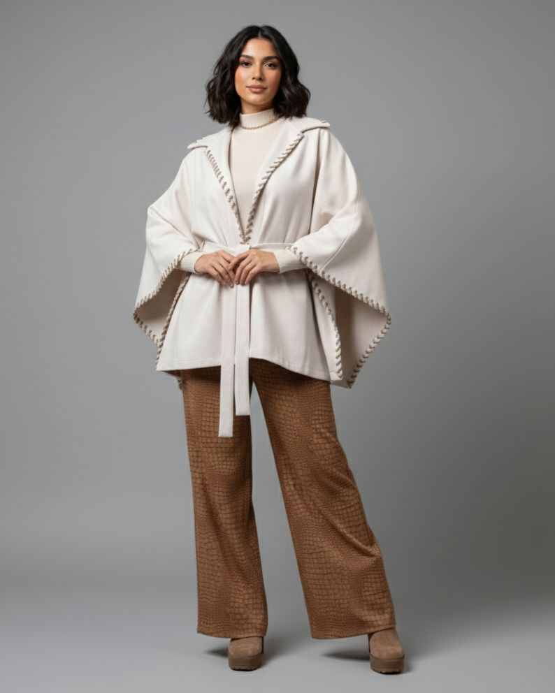 Soft Mohair Wool Belted Cape