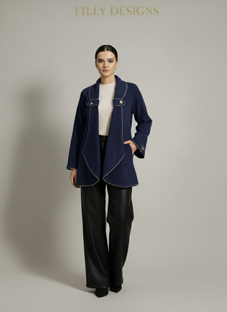 Navy Blue Suede Jacket