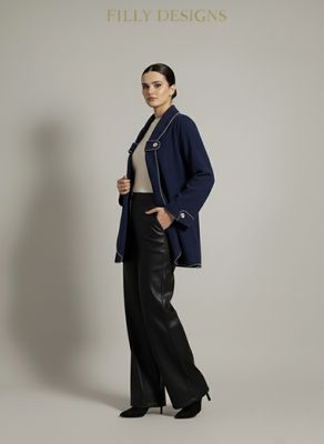 Navy Blue Suede Jacket