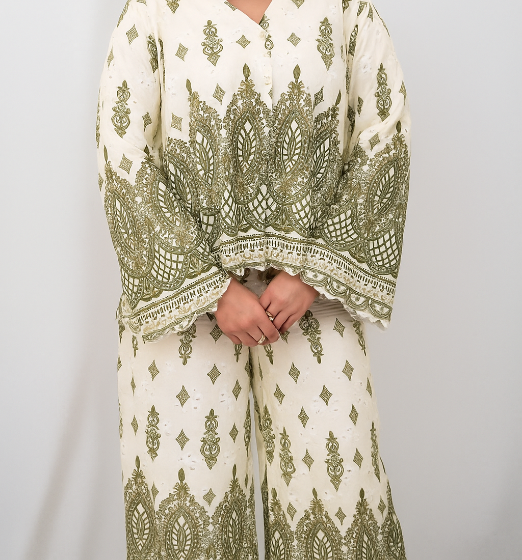 Zahra Embroidered Eyelet Co-Ord Set