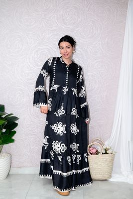 Boho Maxi Dress with Flared Sleeves