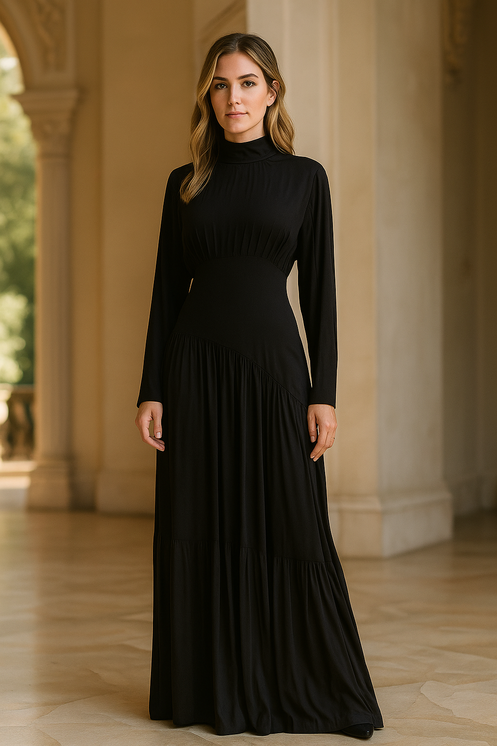 ​Flowing Modest Pleated Maxi Dress