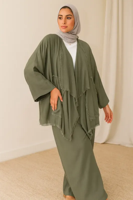 Raw-Edge Layered Pure Linen Co-Ord Set