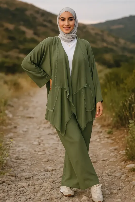 Raw-Edge Layered Pure Linen Co-Ord Set
