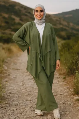 Raw-Edge Layered Pure Linen Co-Ord Set