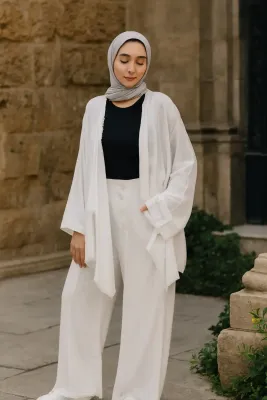 Raw-Edge Layered Pure Linen Co-Ord Set