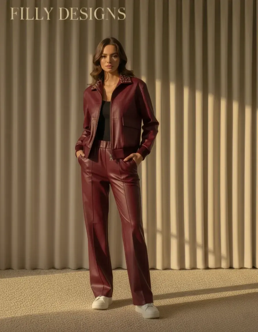 EYLET Burgundy Leather Set