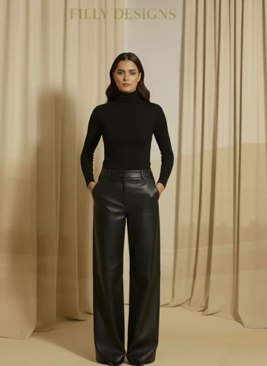 Luxe Sculpt Leather Trouser