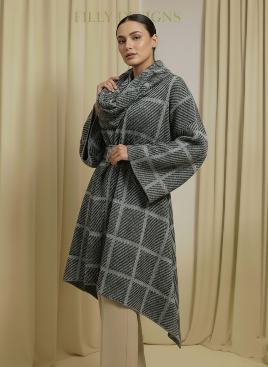 Cowl Belted Cardigan