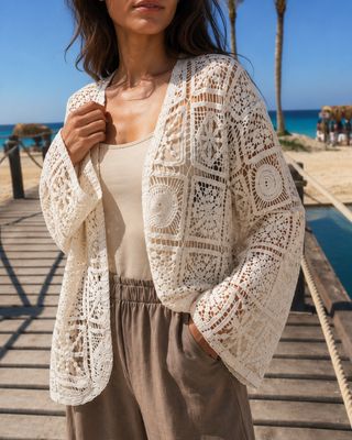 Ivory Crochet Patchwork Cardigan