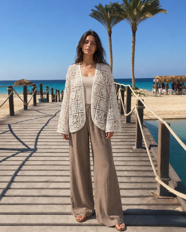 Ivory Crochet Patchwork Cardigan