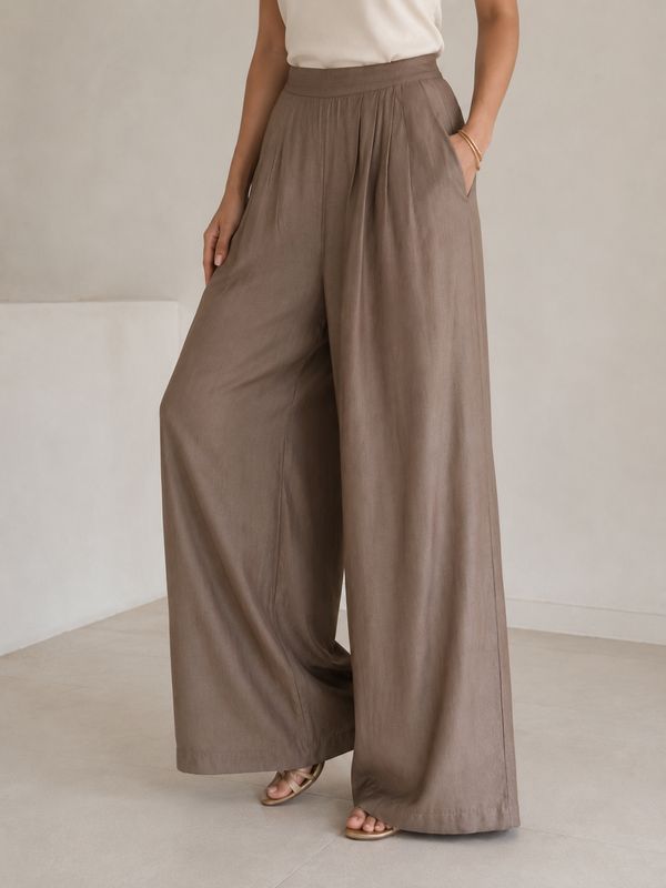Mocha Flow Wide-Leg Trouser