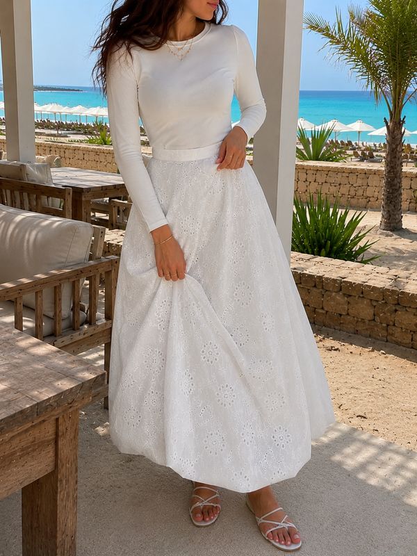 Aurora Embroidered Cotton Skirt