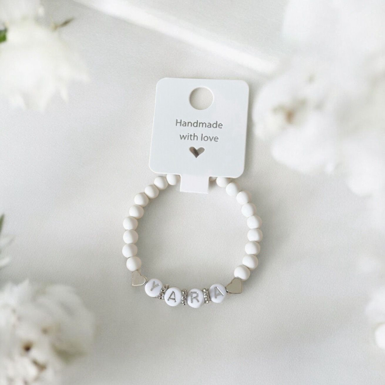 6mm • White Silver Bracelet • Buchstabenarmband, Namensarmband