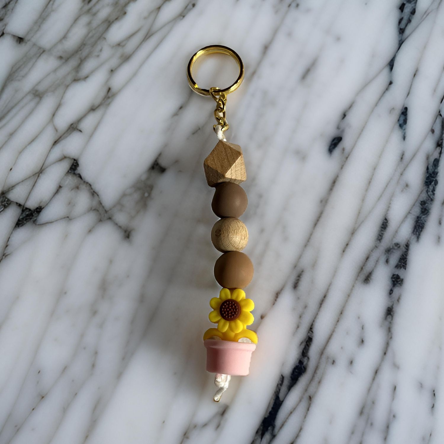 Pink Flower Pot Keychain