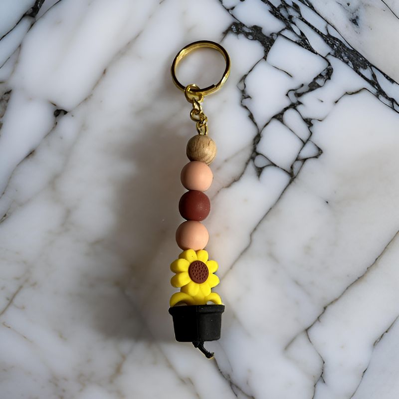 Black Flower Pot Keychain