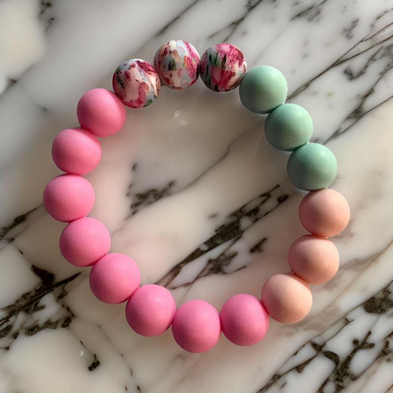 Pink and Peach Wristlet Keychain