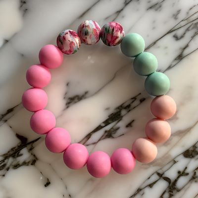 Pink and Peach Wristlet Keychain