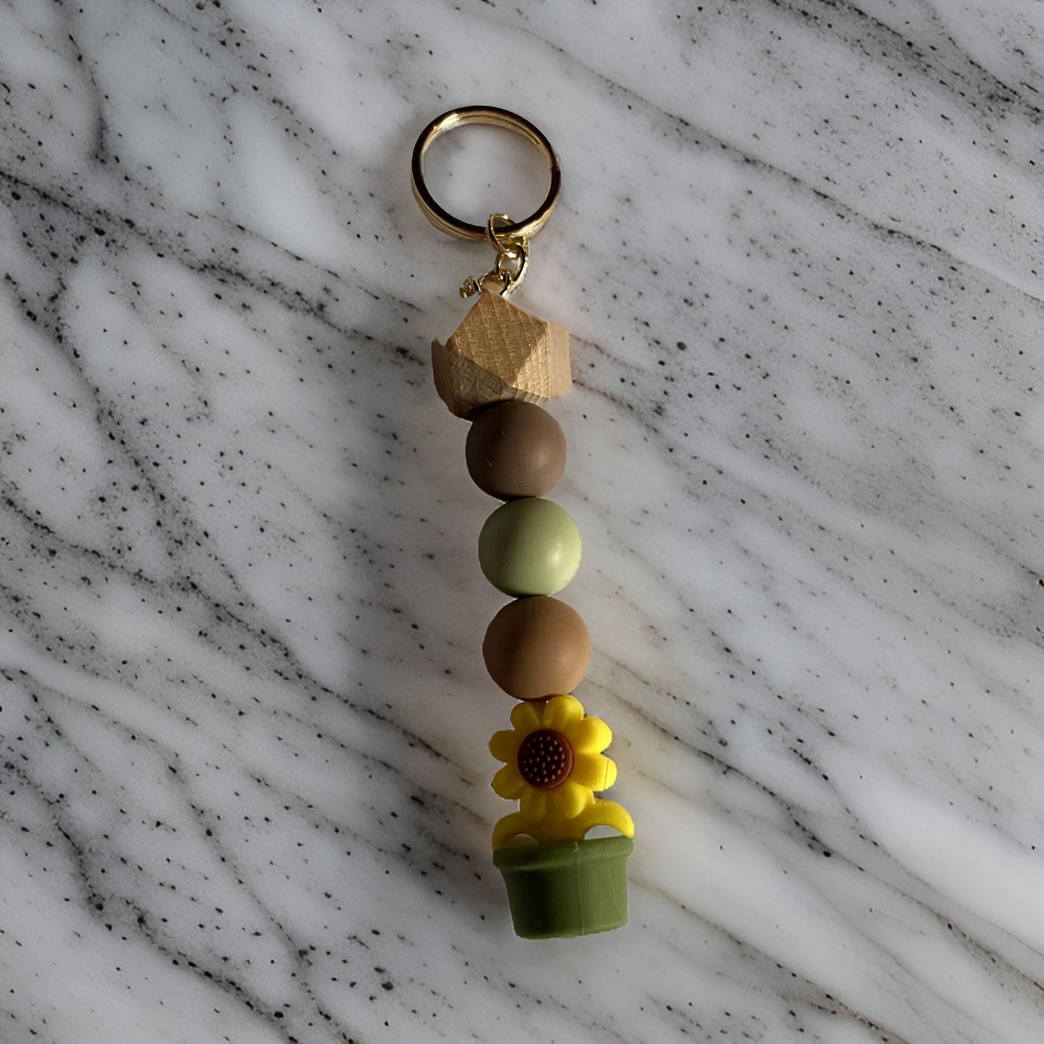 Sage Green Flower Pot Keychain