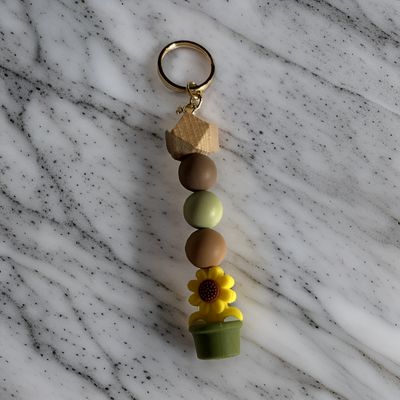 Sage Green Flower Pot Keychain